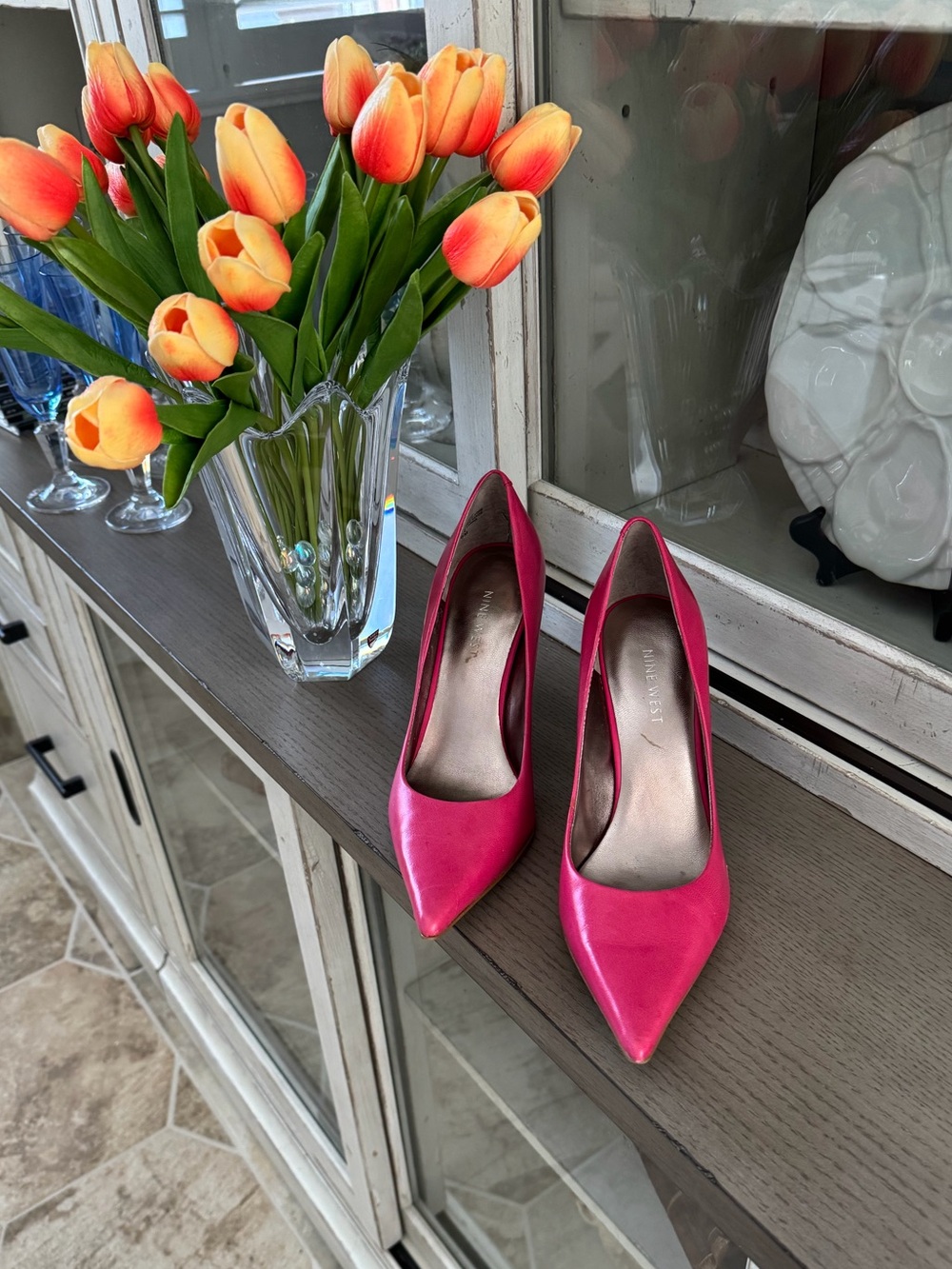 Nine West Women’s Pink Pointed-Toe Pumps